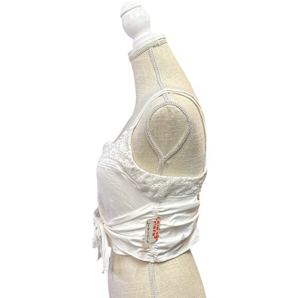 NWT Free People Fp Movement Crowd Pleaser Cami White Dbl Straps Lace Women’s XL - Picture 8 of 13